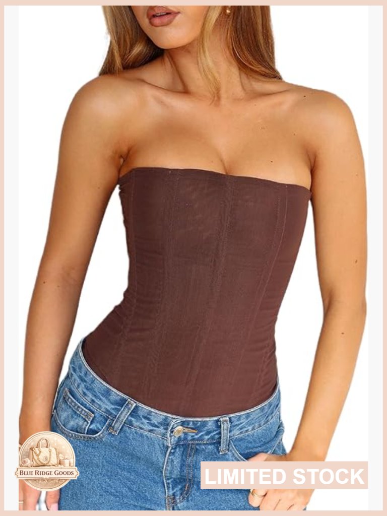 Mesh Renaissance Corset Top Strapless Back Zip Boned Bustier Y2k
